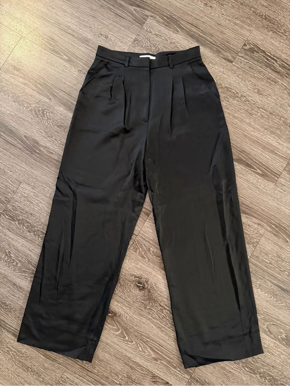 Banana Republic Black Soho High-Rise Wide-Leg Satin Pant